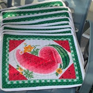 Vintage Set of 8 Watermelon Placemats . 2-Sided. Spring and Summer Decor